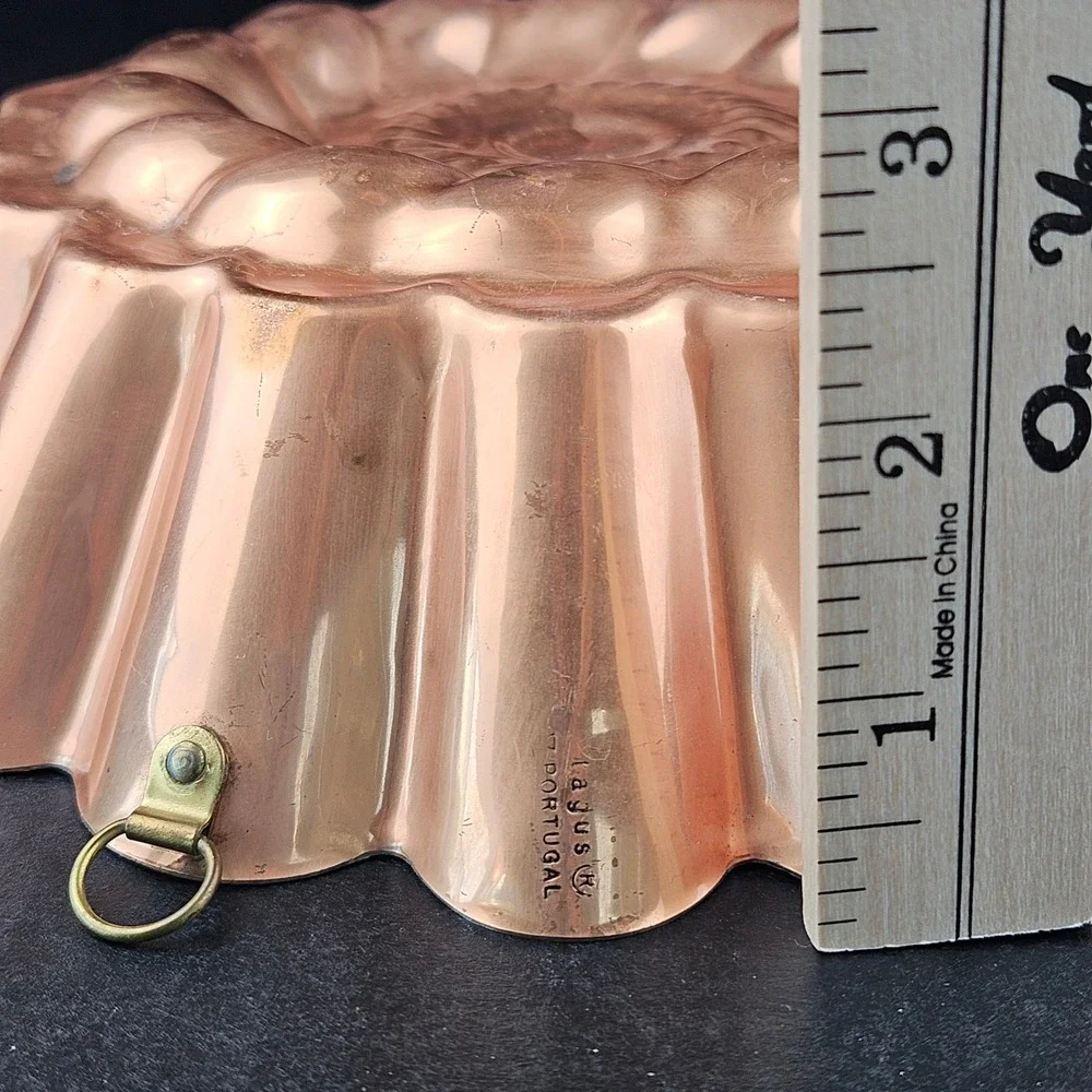 Vintage Tagus Portugal Copper Bundt Cake Mold 9 Inch Scalloped Floral Wall Decor